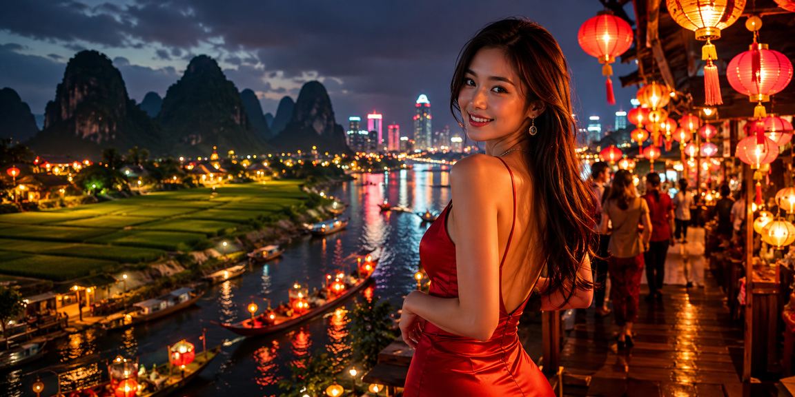 Cảnh phố đêm sôi động thể hiện trải nghiệm cá cược